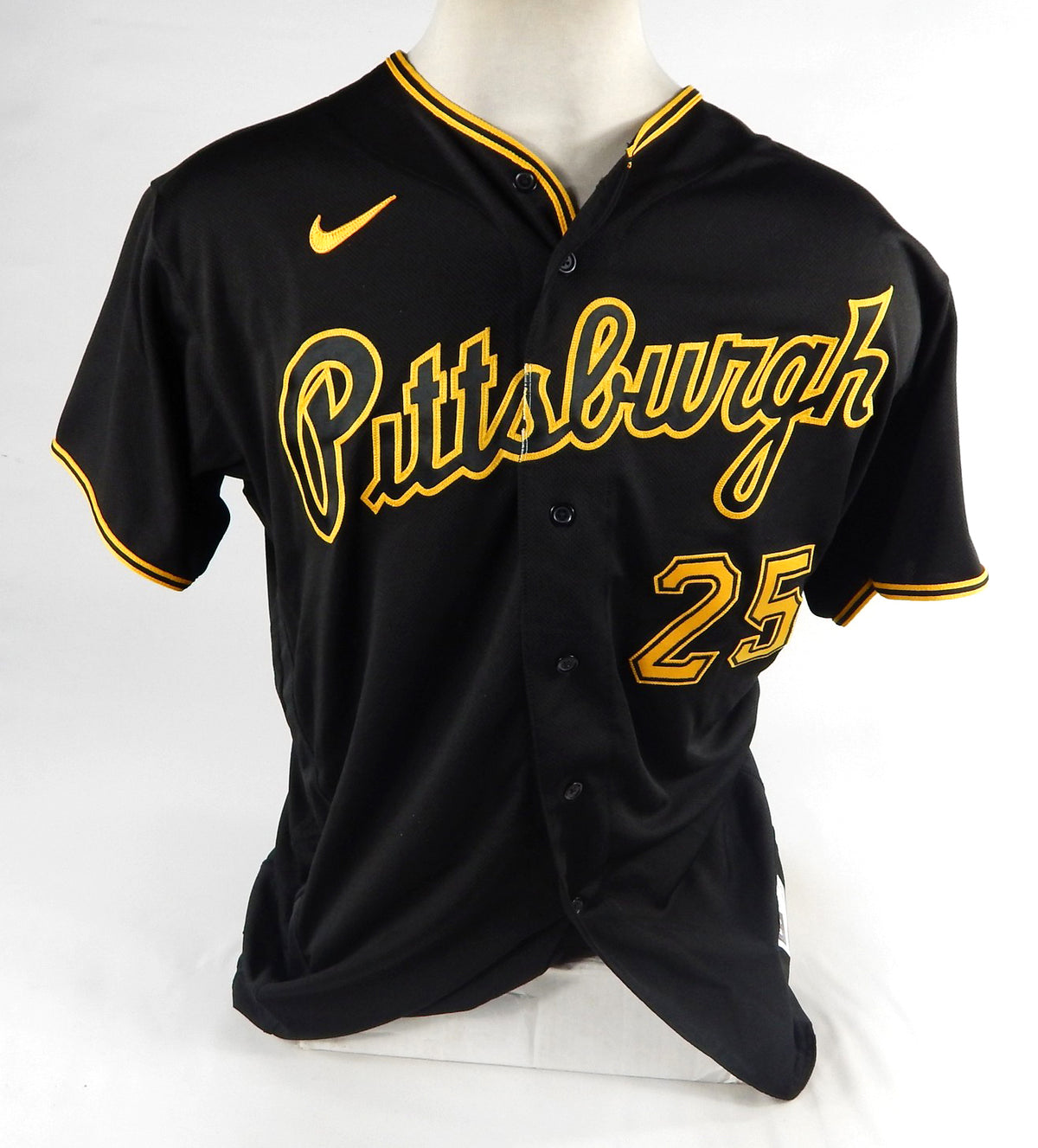 2021 Pittsburgh Pirates Gregory Polanco #25 Game Issued Pos Used Black Jersey 5