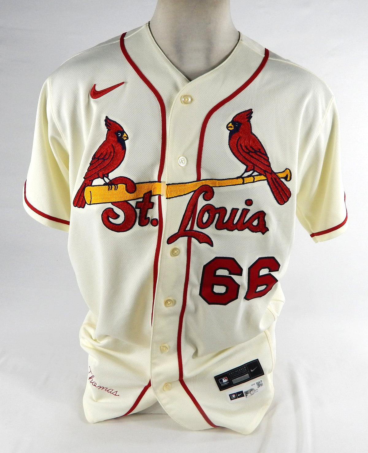 2022 St. Louis Cardinals Connor Thomas #66 Game Issued Cream Jersey 46 DP72910 Pic2