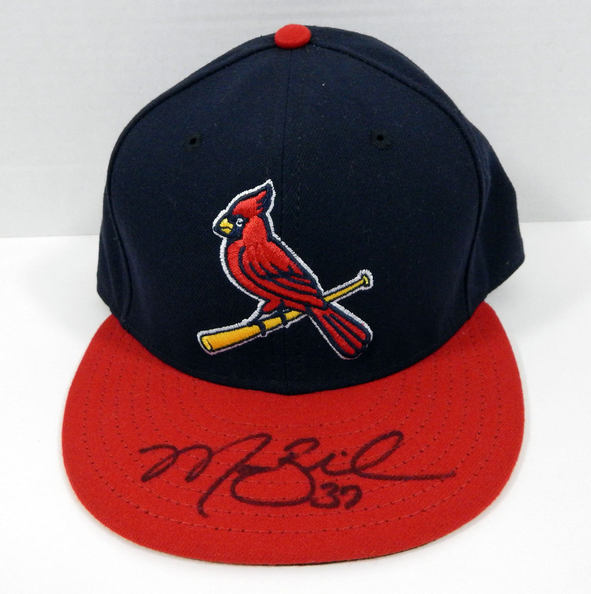 St. Louis Cardinals Matt Belisle #37 Signed Blue Hat Auto STLC0532