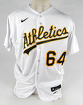 2022 Oakland Athletics Gabe Klobosits #64 Game Issued White Jersey Fosse Patch 7
