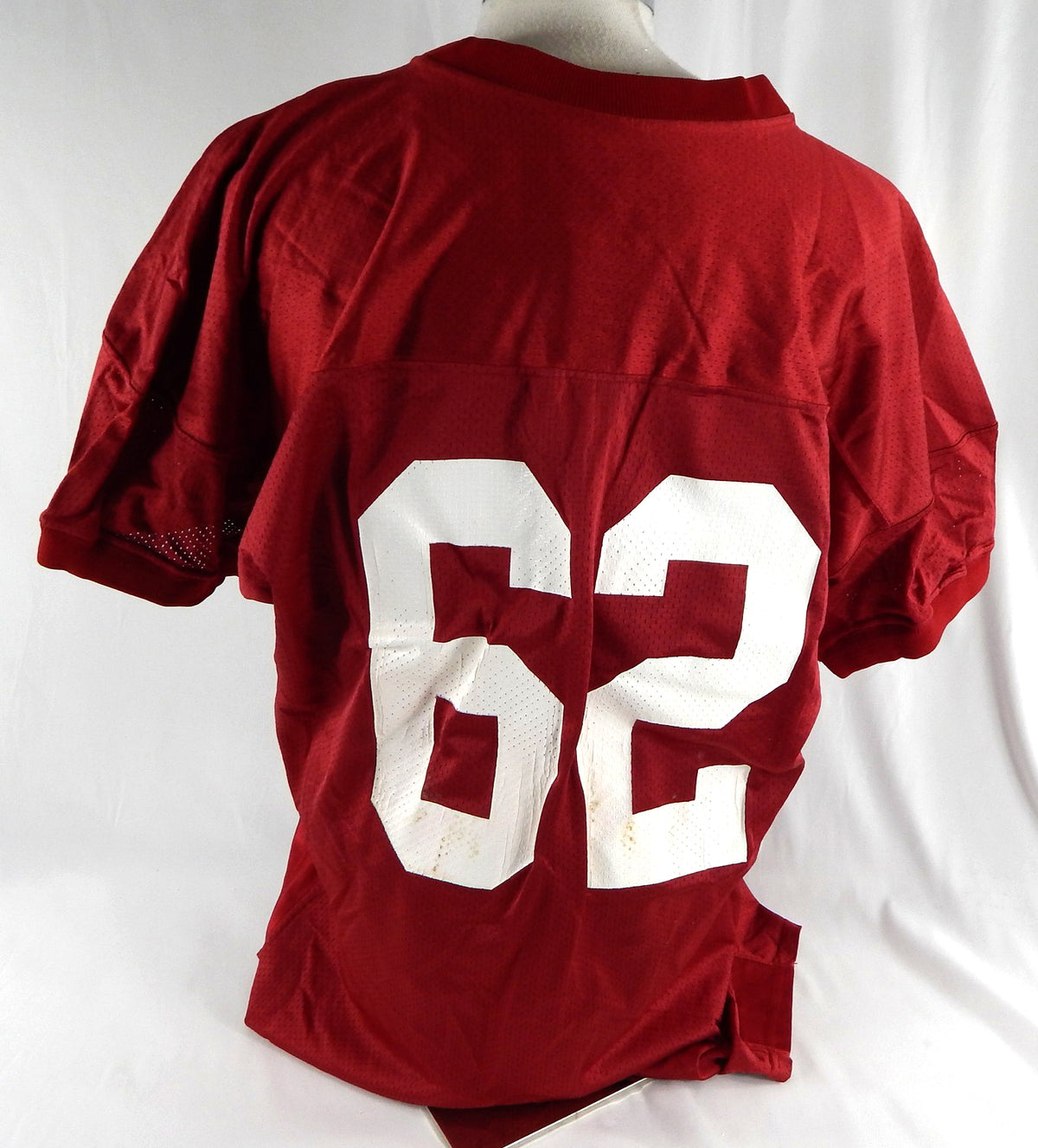 1997 San Francisco 49ers Austen Pleasants #62 Game Issued Red Practice Jersey 0 Pic2