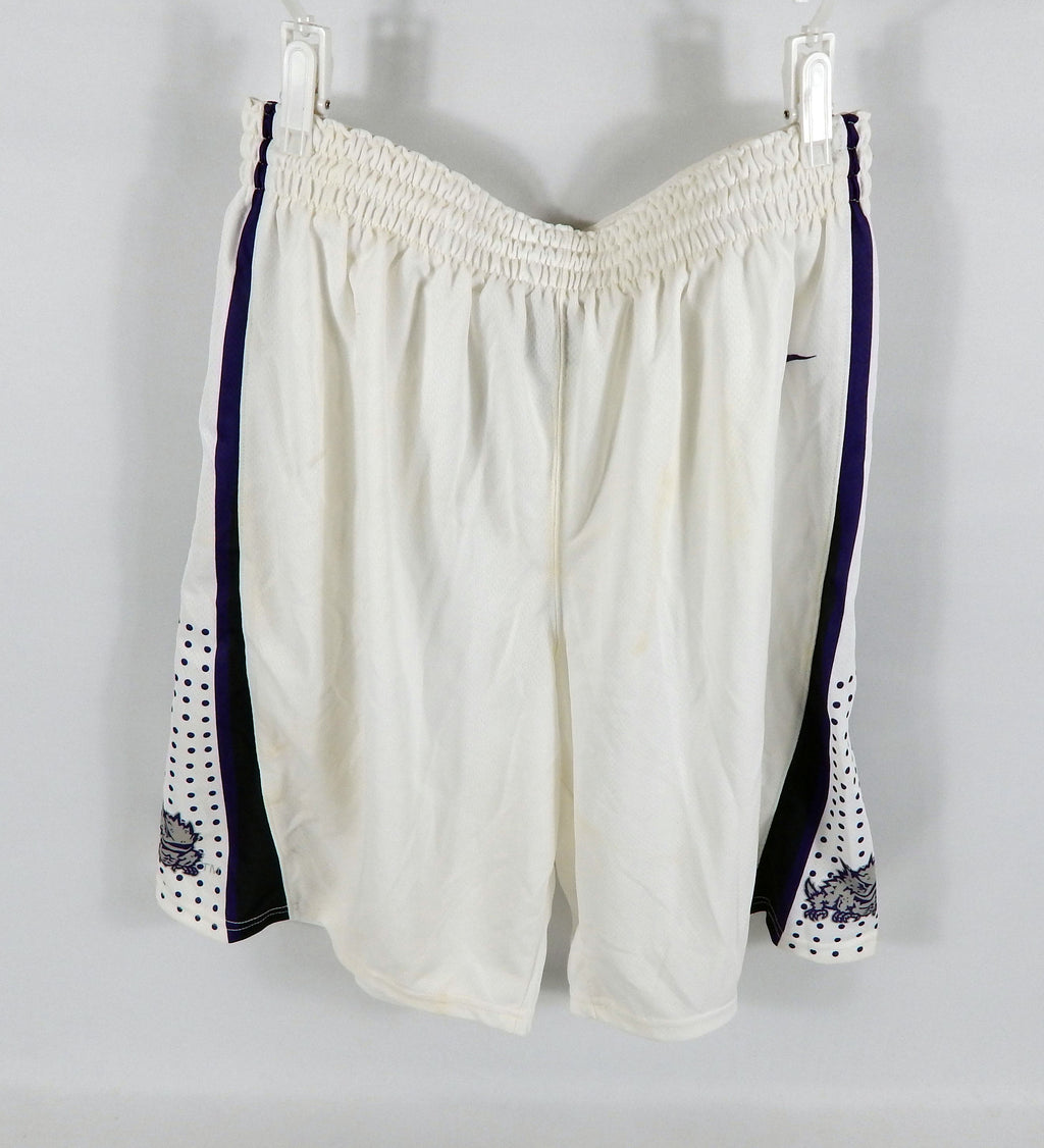 2015-16 Texas Christian TCU Horned Frogs # Game Issued White Shorts L 919