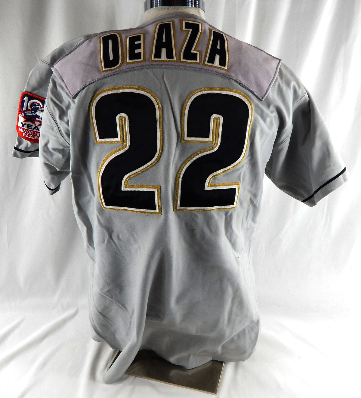 2001 Pittsfield Astros DeAza #22 Game Used Grey Jersey 100 Years Patch 46 497 Pic2