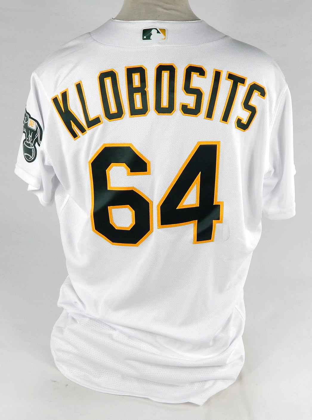 2022 Oakland Athletics Gabe Klobosits #64 Game Issued White Jersey Fosse Patch 7 Pic2
