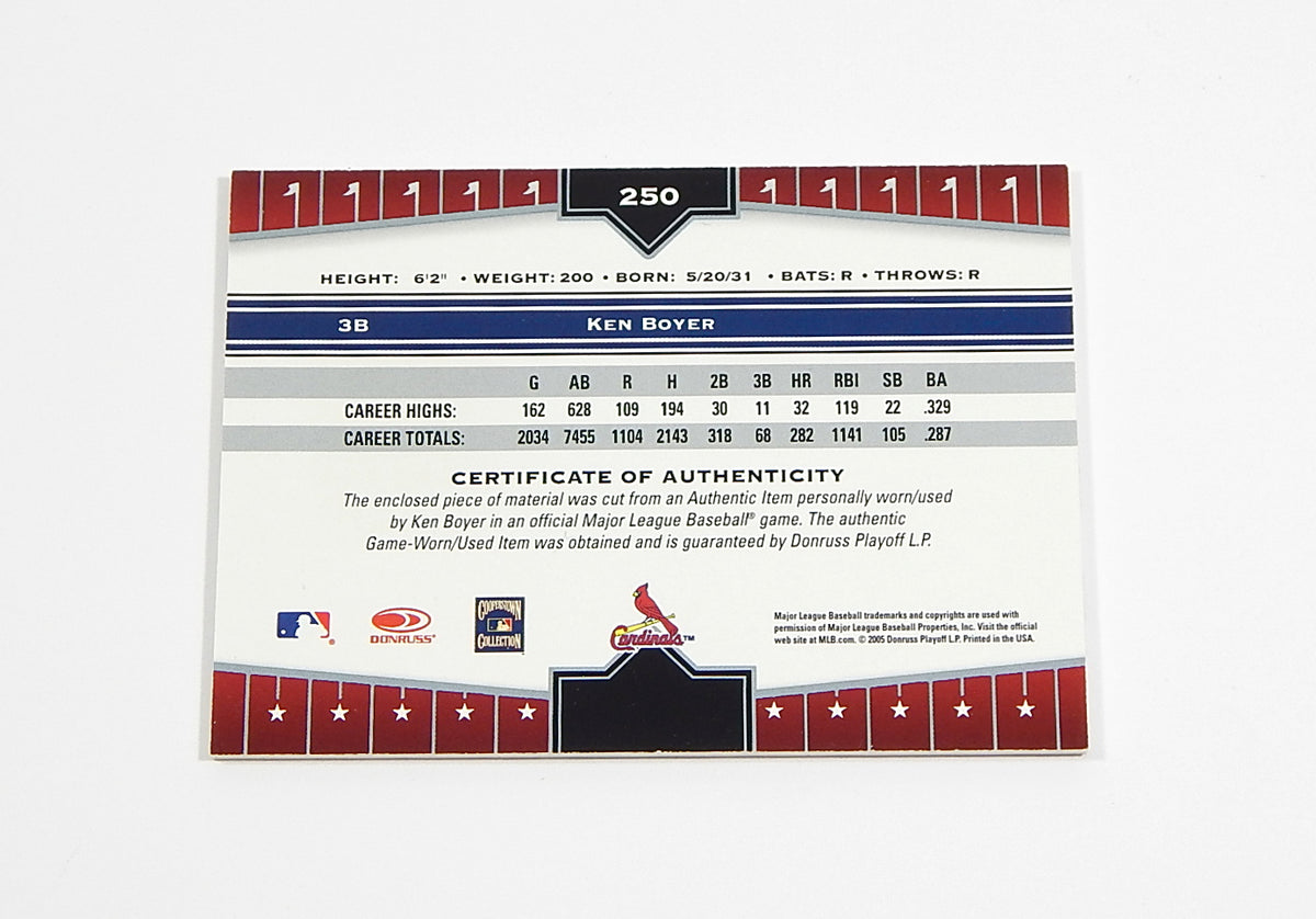 2005 Donruss Champions Impressions Material Ken Boyer #250 Game Used Jersey Pic2