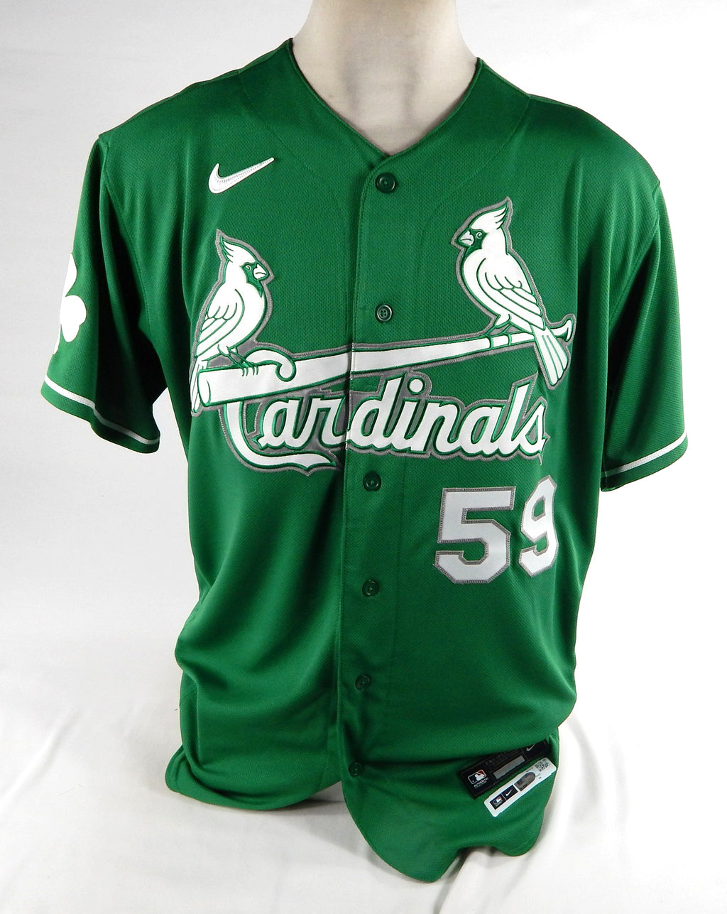 2022 St. Louis Cardinals Johan Oviedo #59 Game Issued Green Jersey St Patrick 7 Pic2
