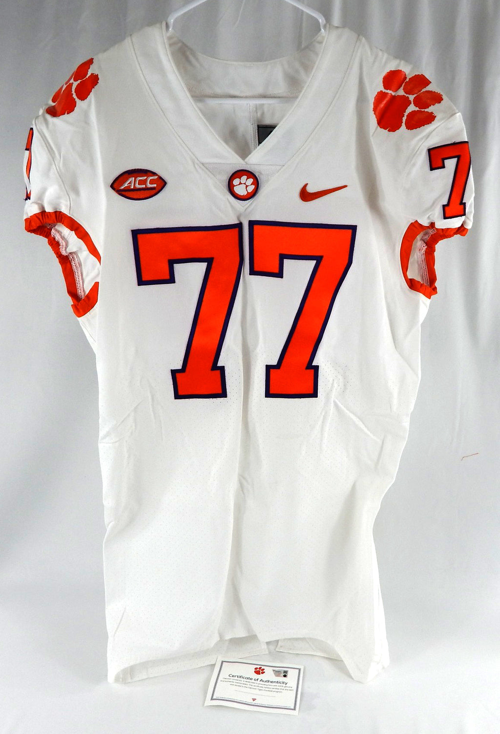2017-22 Clemson Tigers #77 Game Issued Pos Used White Jersey Football NP R 46 25