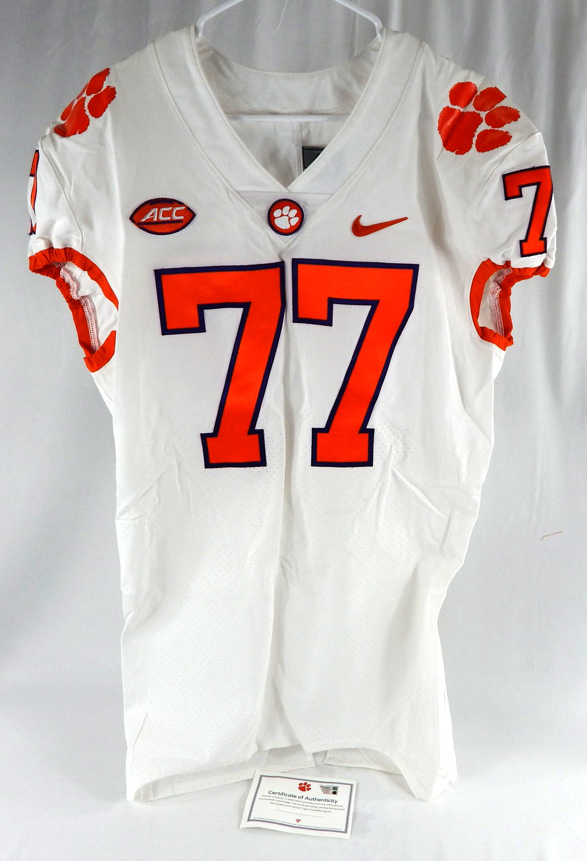 2017-22 Clemson Tigers #77 Game Issued Pos Used White Jersey Football NP R 46 25
