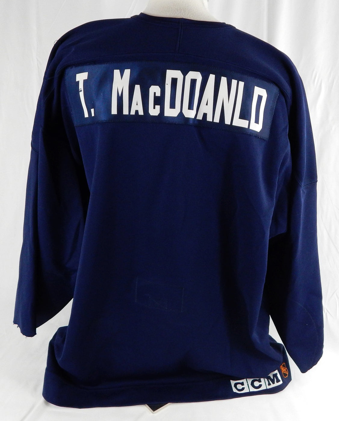 Late 1990s Florida Panthers T.MacDonald Game Used Navy Practice Jersey 538 Pic2