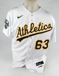 2023 Oakland Athletics Trey Supak #63 Game Issued White Jersey Sal & Vida P 5