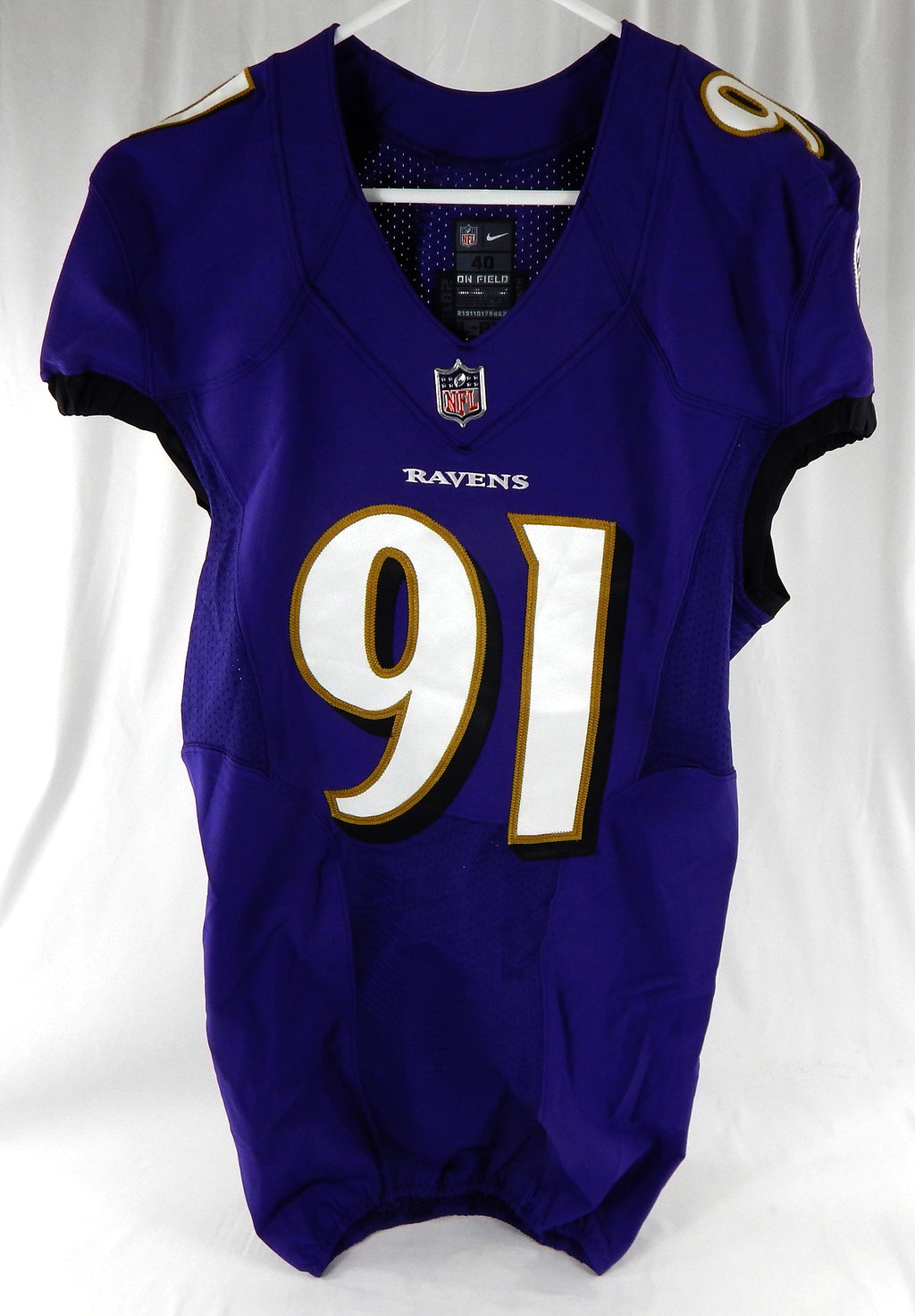 2019 Baltimore Ravens #91 Game Issued Purple Jersey NR R 40 877