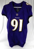 2019 Baltimore Ravens #91 Game Issued Purple Jersey NR R 40 877