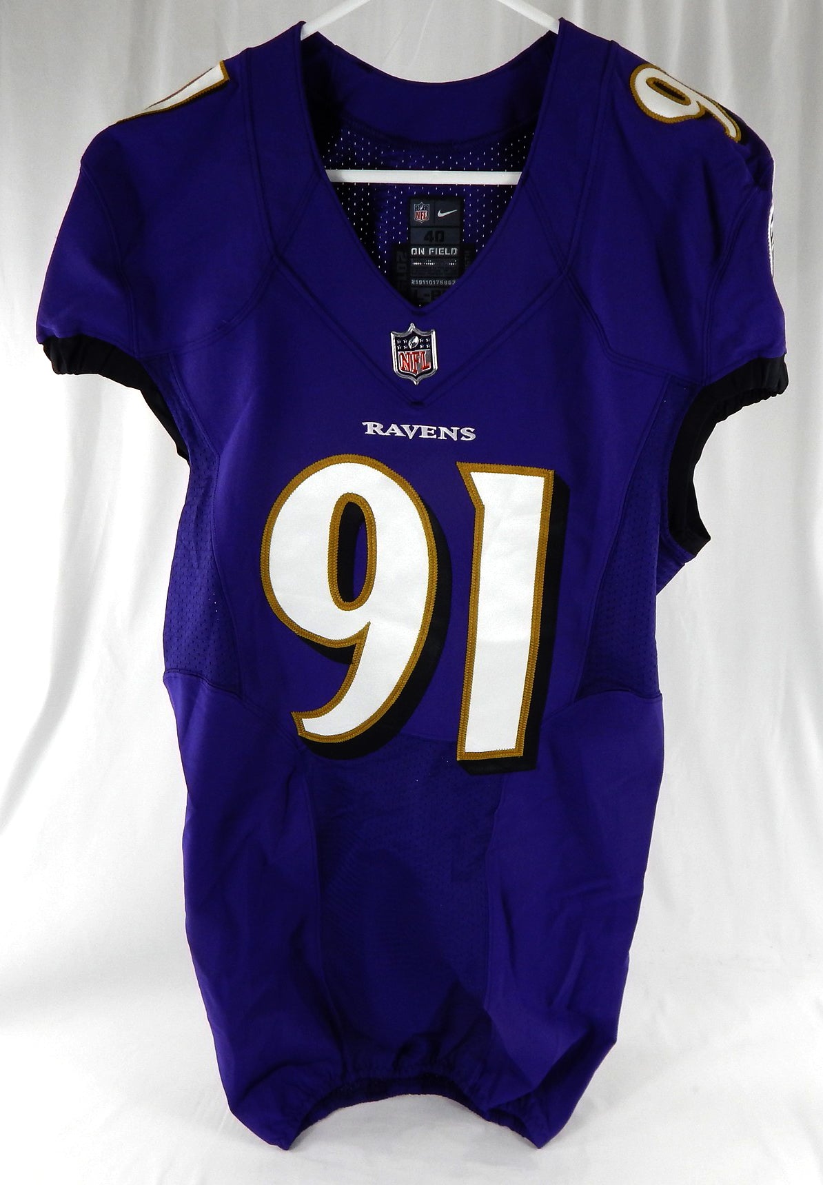 2019 Baltimore Ravens #91 Game Issued Purple Jersey NR R 40 877