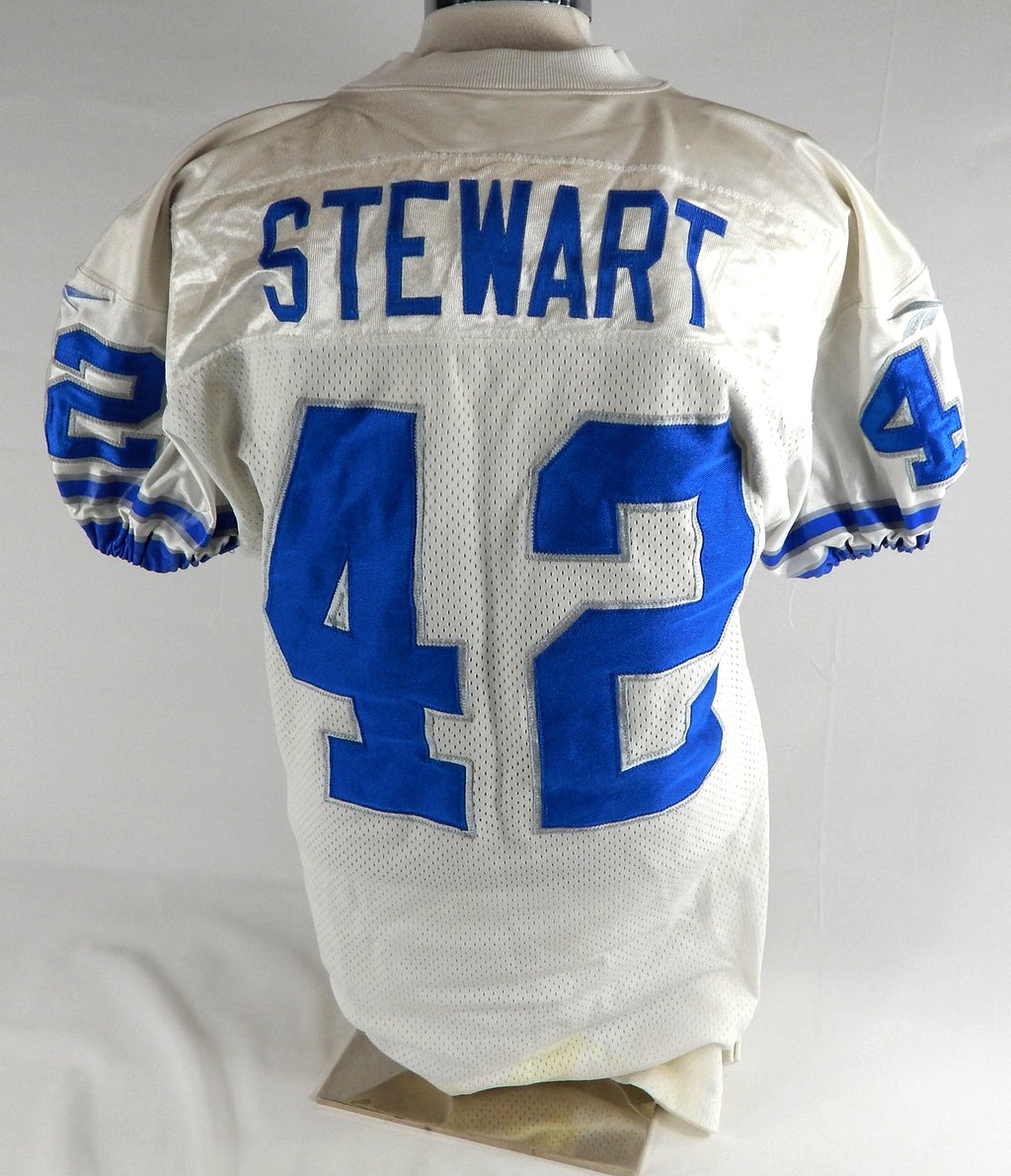1998 Detroit Lions Ryan Stewart #42 Game Used White Jersey 48 417 Pic2