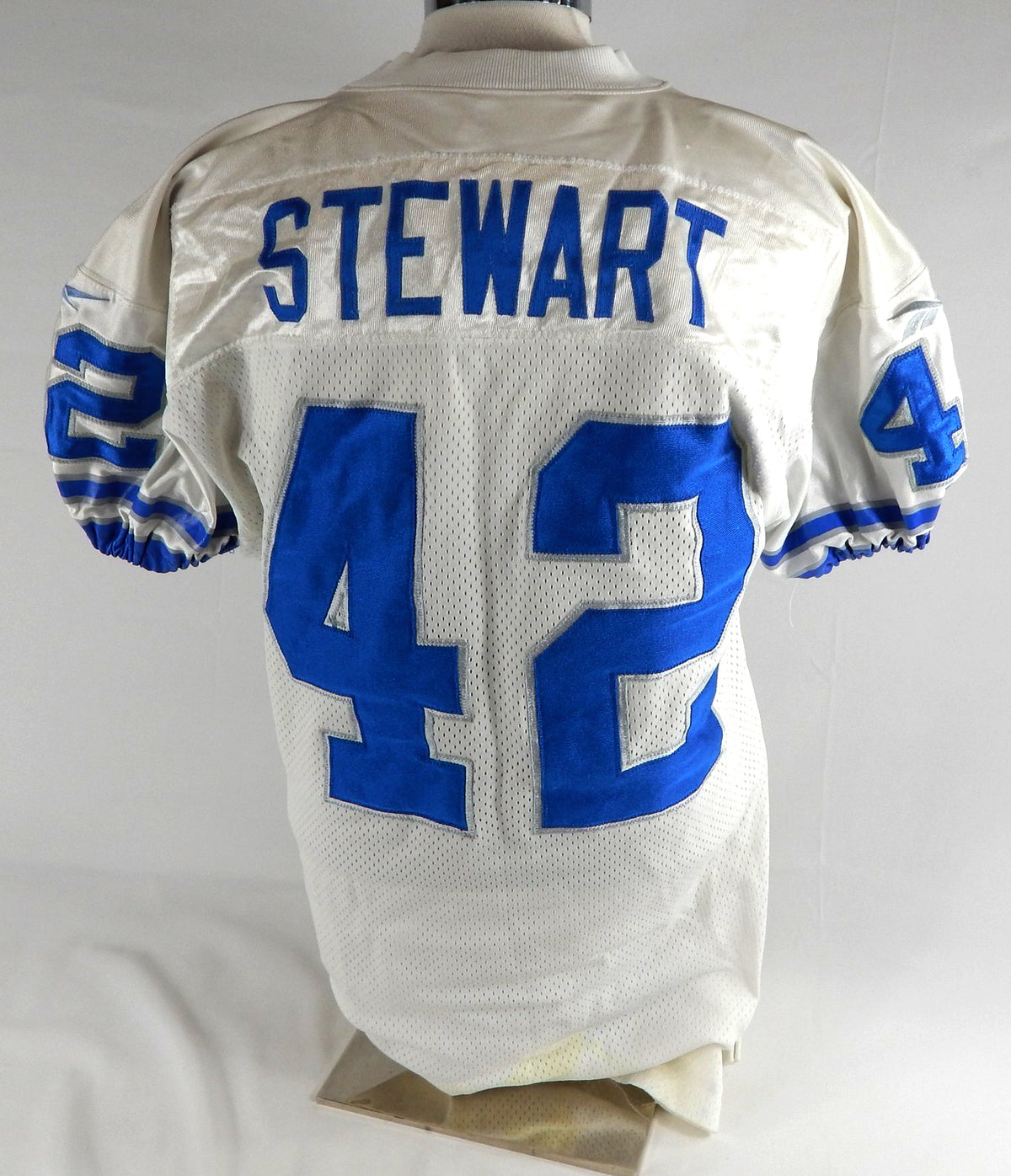 1998 Detroit Lions Ryan Stewart #42 Game Used White Jersey 48 417 Pic2