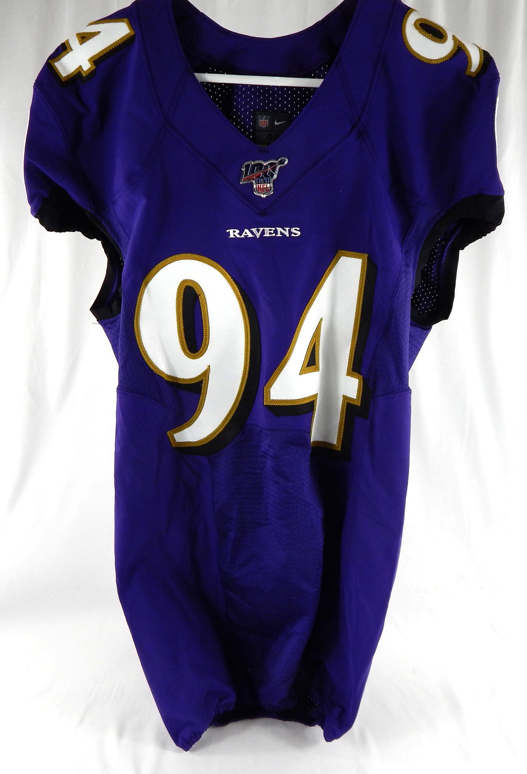 2019 Baltimore Ravens Daylon Mack #94 Game Issued Purple Jersey NFL 100th Anniversary Patch 42 878