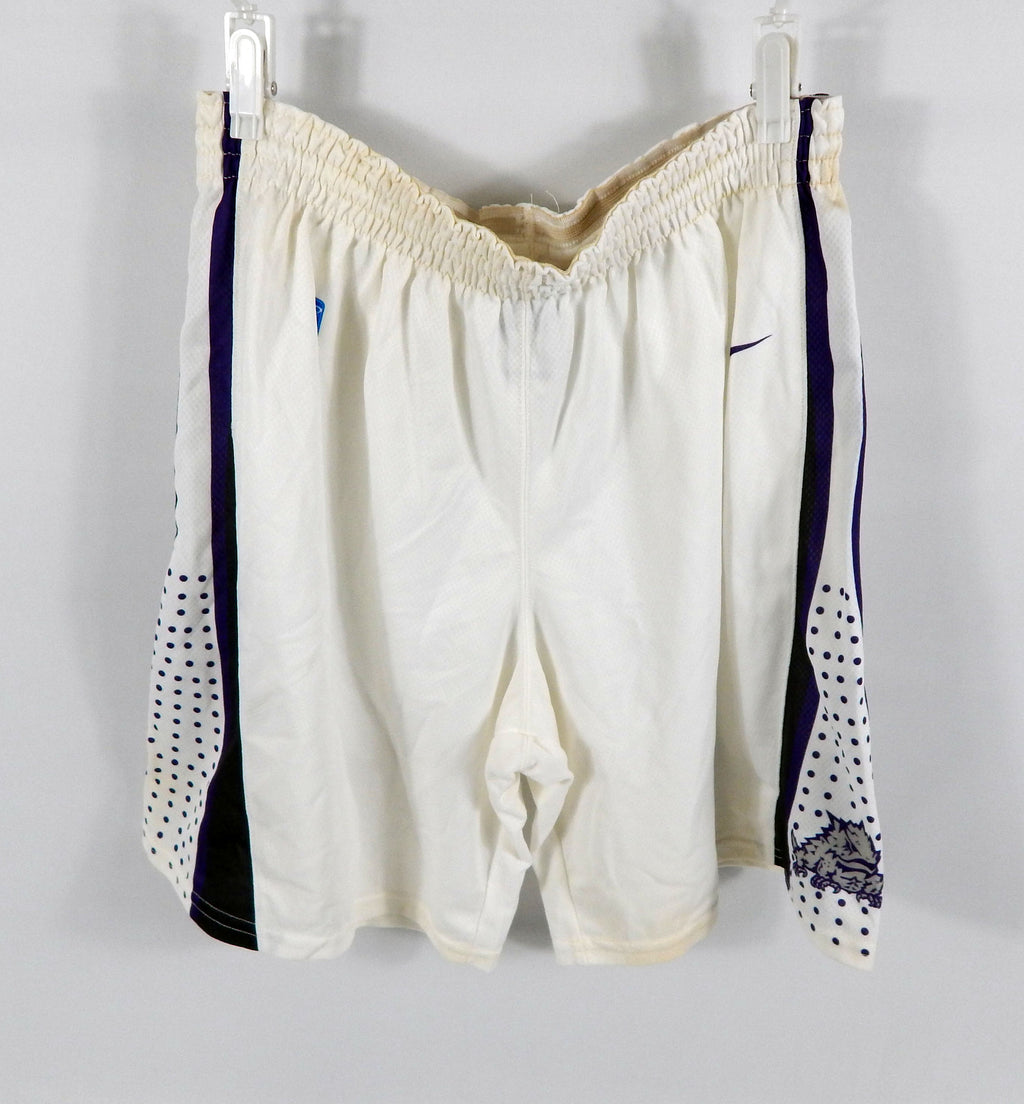 2012-13 Texas Christian TCU Horned Frogs #45 Game Issued White Shorts L 938