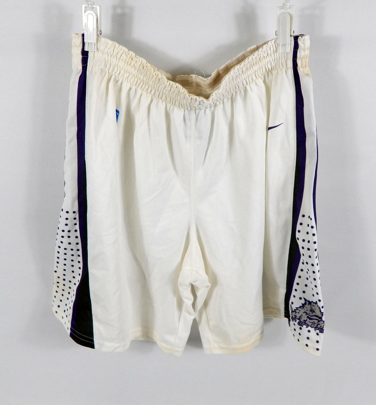 2012-13 Texas Christian TCU Horned Frogs #45 Game Issued White Shorts L 938