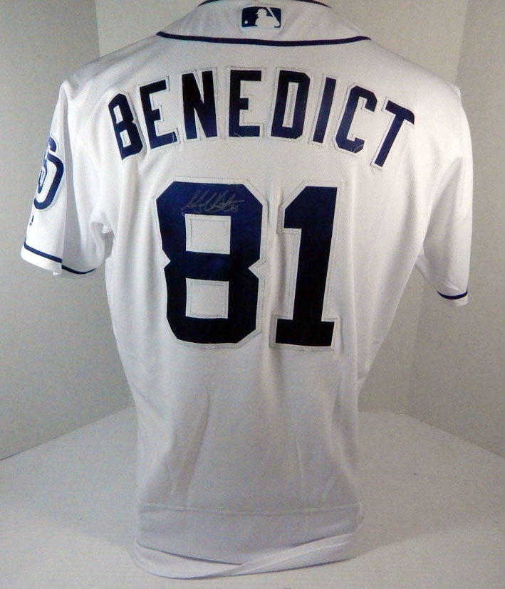 2019 San Diego Padres Griffin Benedict #81 Game Used White Jersey 50 & 150 P 55