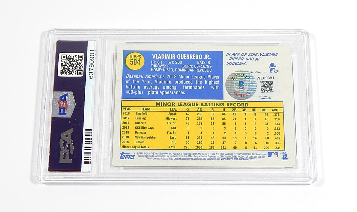 2019 Topps Heritage Vladimir Guerrero Jr. RC #504 PSA 10 Auto 10 PSA/DNA Pic2
