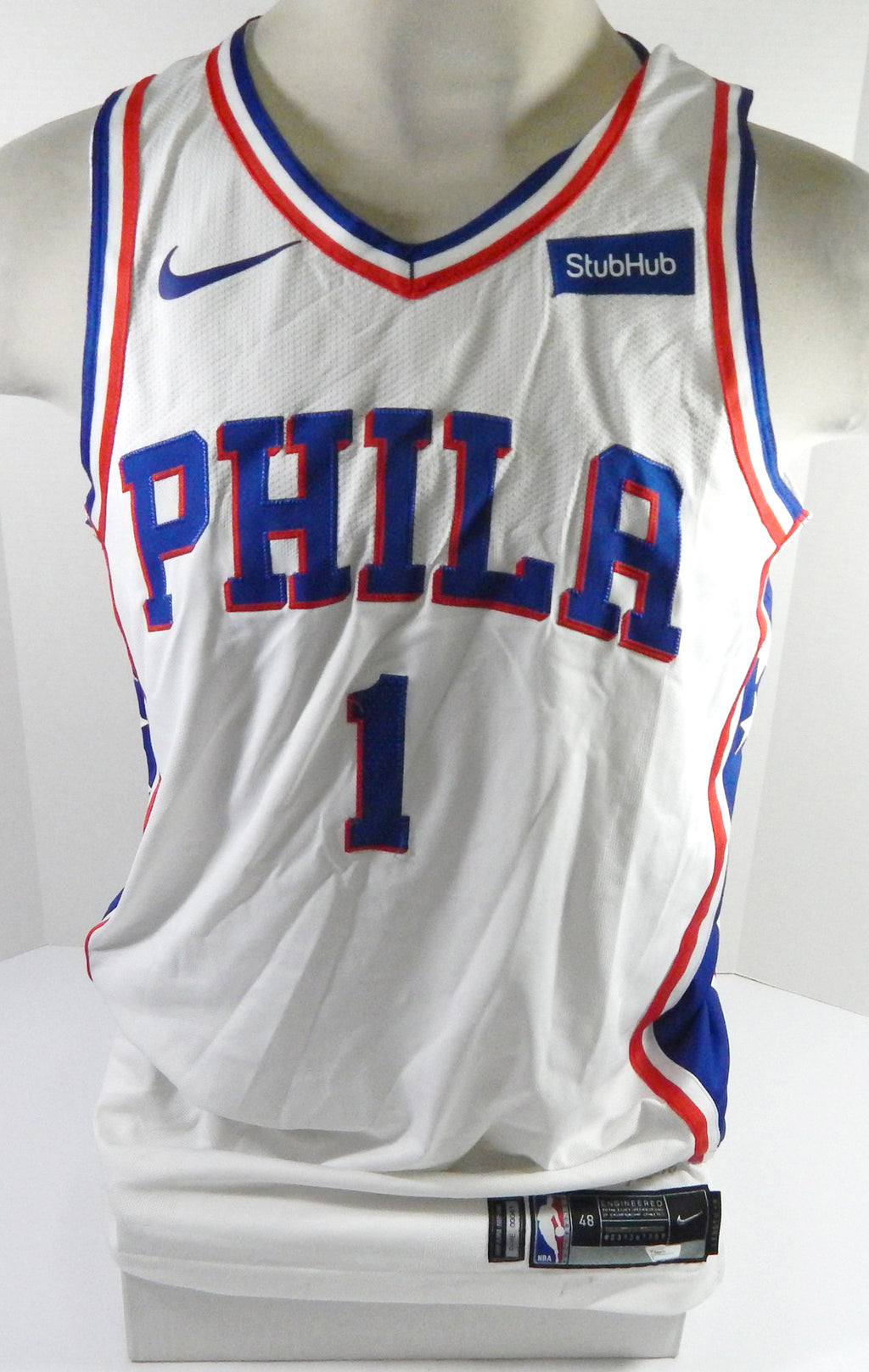 2017-18 Philadelphia 76ers Justin Anderson #1 Game Issued White Jersey 48 0973 Pic2