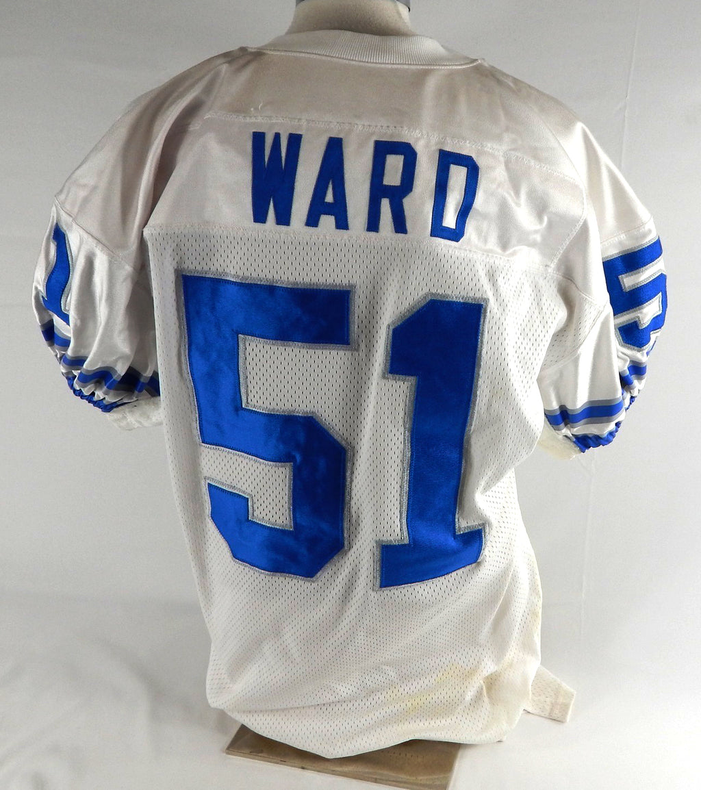 1997 Detroit Lions Ward #51 Game Used White Jersey 50 427 Pic2