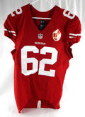 2016 San Francisco 49ers Andrew Gardner #62 Game Issued Red Jersey 70 P 46 917