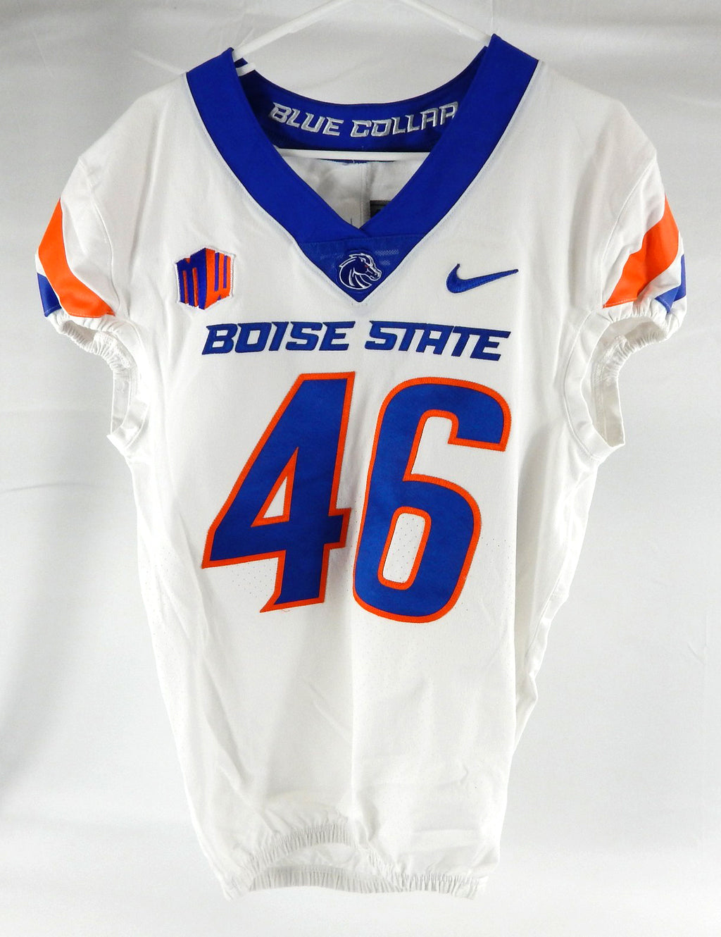 2020 Boise State Broncos #46 Game Used White Jersey Football NP Rem 40 871