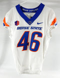 2020 Boise State Broncos #46 Game Used White Jersey Football NP Rem 40 871