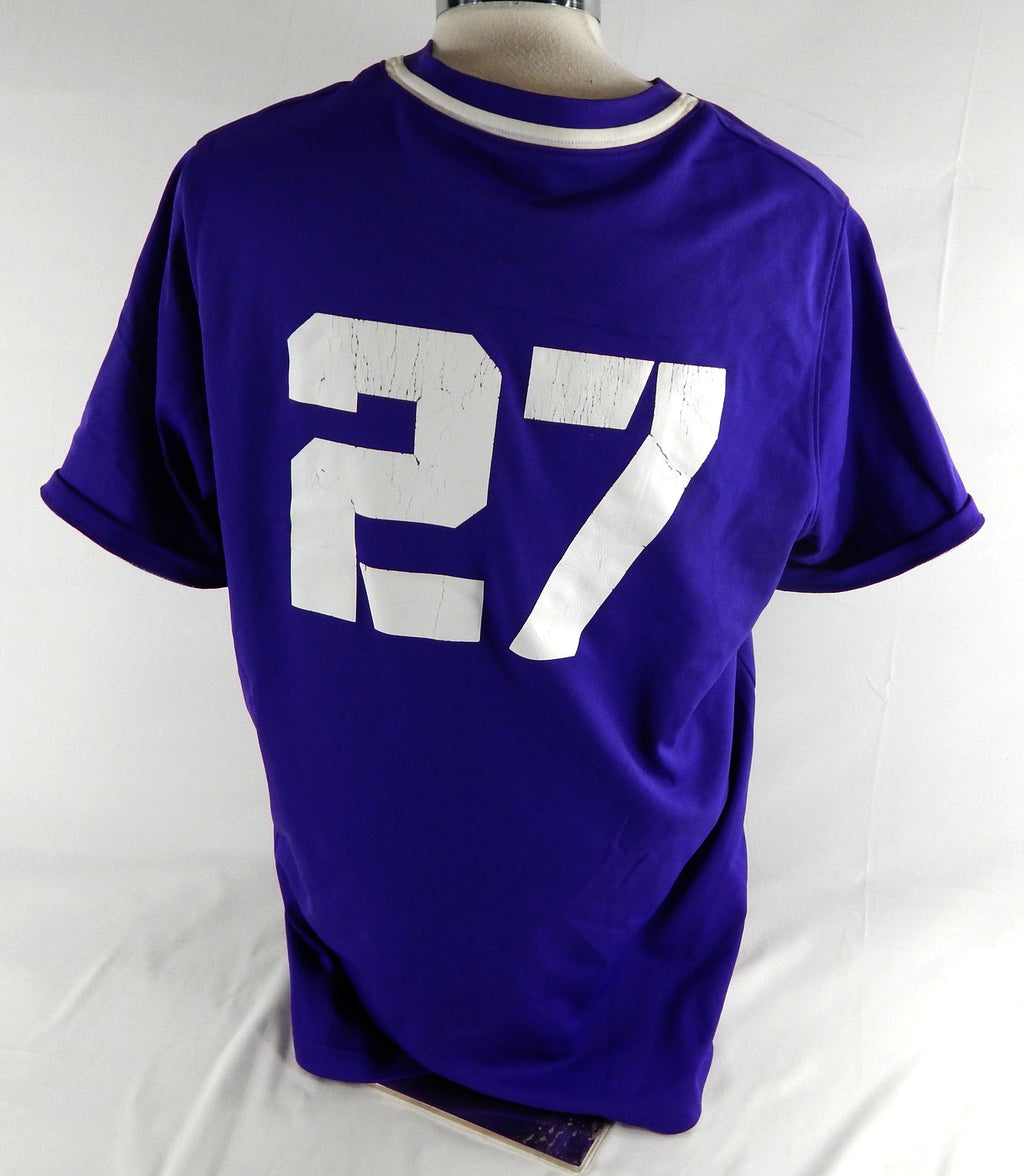2023 Texas Christian TCU Frogs #27 Game Used Purple Practice Jersey Baseball 4 Pic2