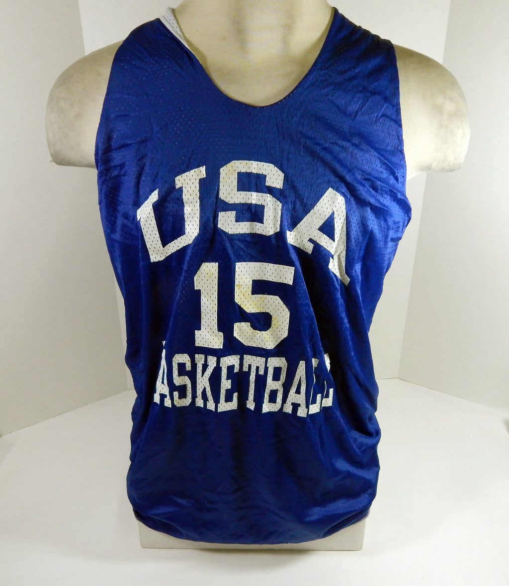 1990s Team USA Basketball #15 Game Issued Blue Practice Jersey L DP66965