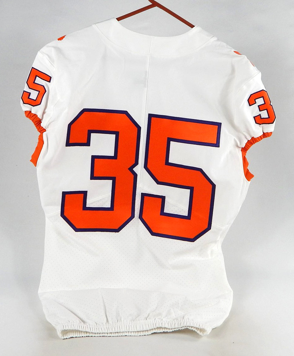 2018-22 Clemson Tigers #35 Game Issued White Jersey Nameplate Removed 42 617 Pic2