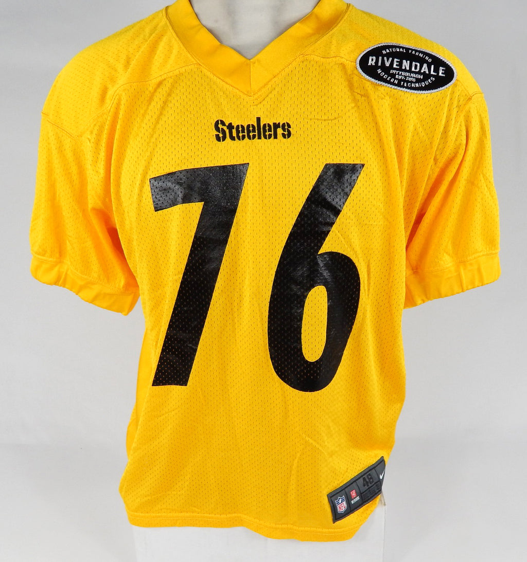 2017 Pittsburgh Steelers #76 Game Issued Yellow Practice Jersey 48 DP66669