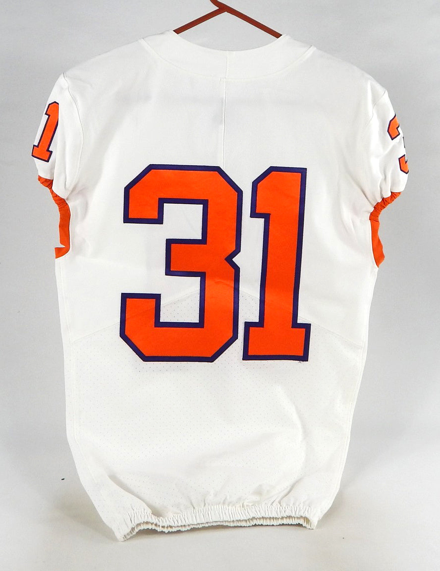 2018-22 Clemson Tigers #31 Game Used White Jersey Nameplate Removed 38 DP77619 Pic2