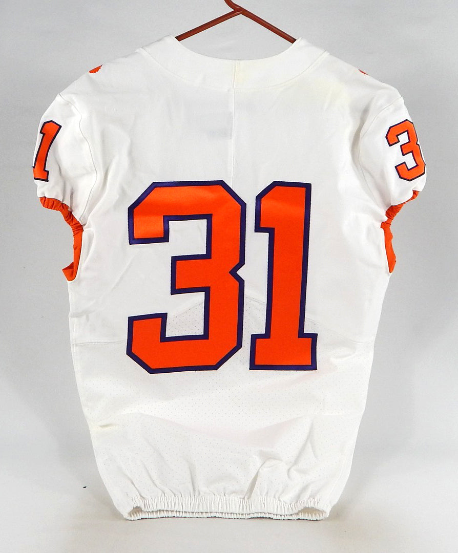 2018-22 Clemson Tigers #31 Game Used White Jersey Nameplate Removed 40 DP77620 Pic2