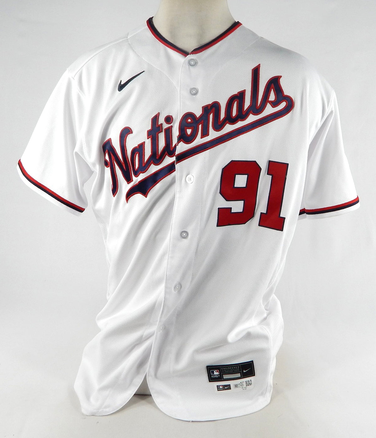 2021 Washington Nationals Tyler Dyson #91 Game Issued Pos Used White Jersey 48 3 Pic2