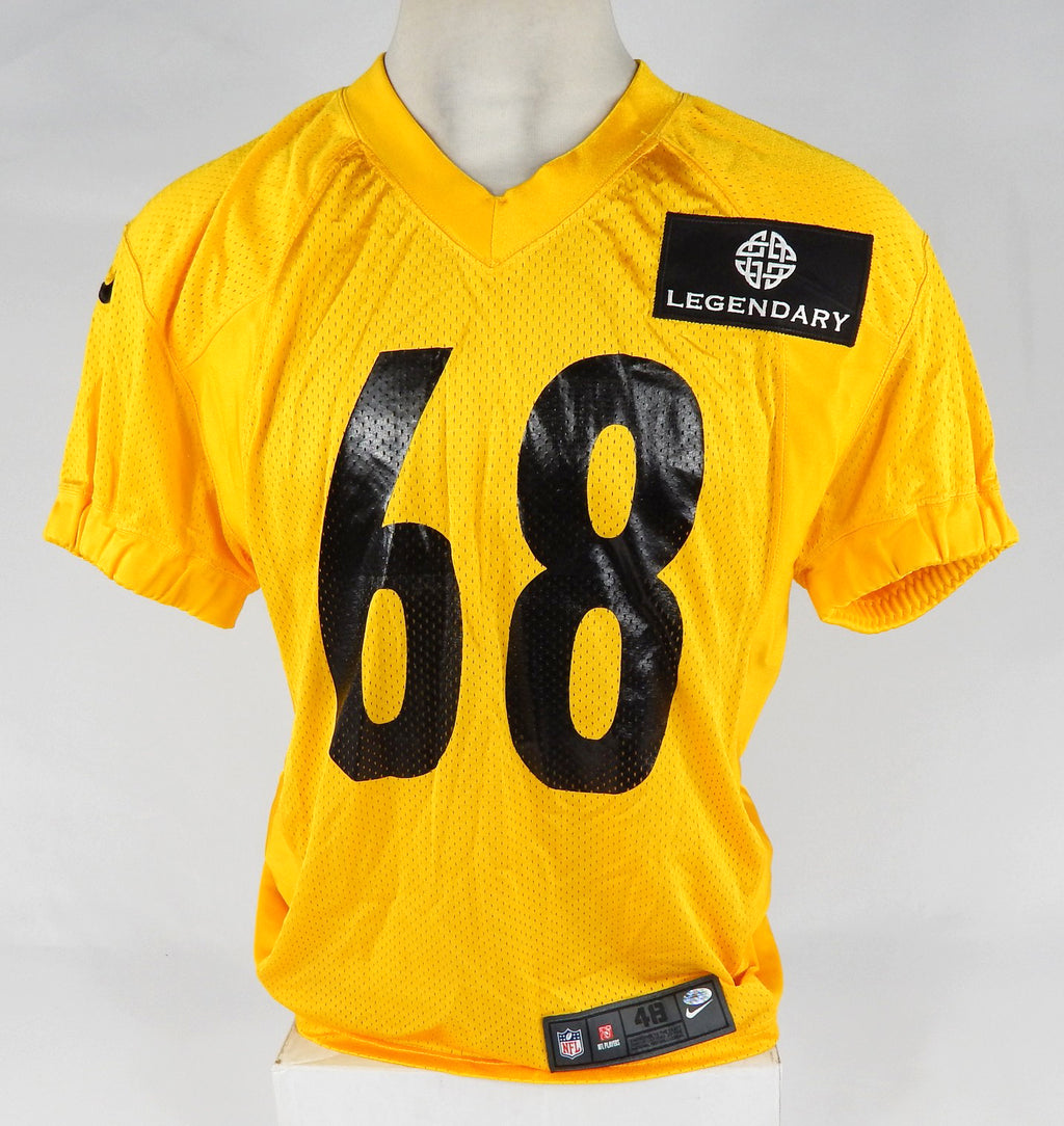 Pittsburgh Steelers #68 Game Issued Yellow Practice Jersey Legendary Patch 48 DP66671