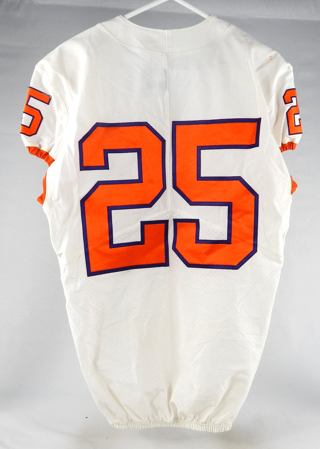 2018-22 Clemson Tigers #25 Game Used White Jersey Nameplate Removed 42 DP77626 Pic2