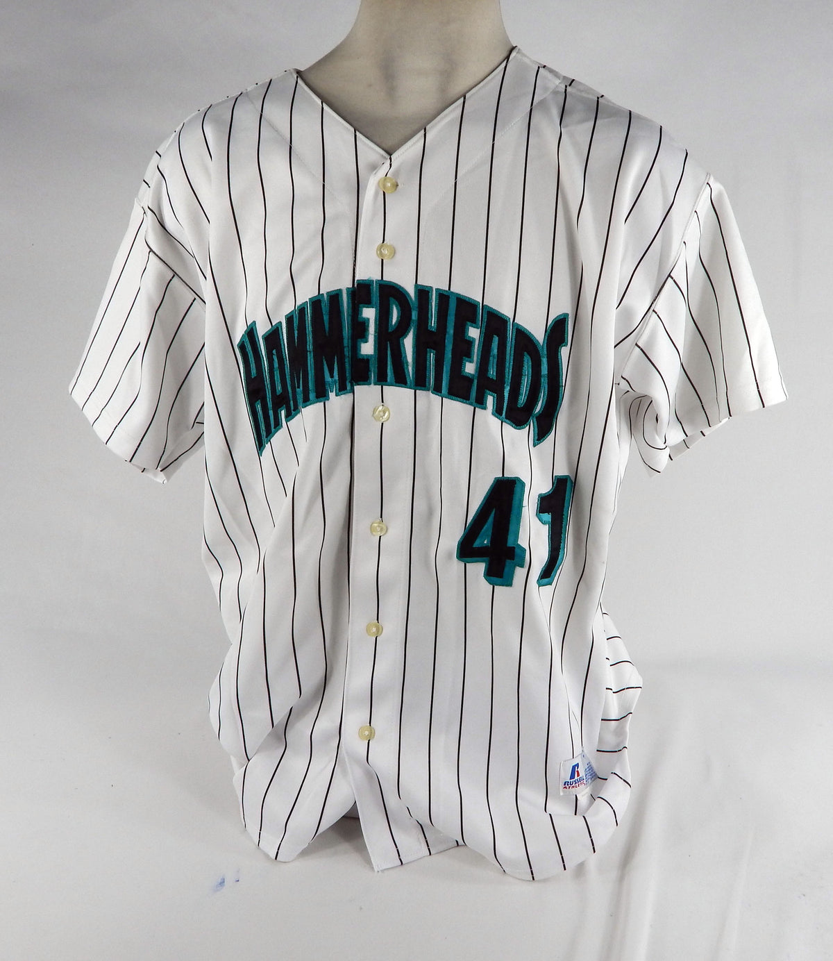 Jupiter Hammerheads #41 Game Used White Pinstripe Jersey 50 DP68286