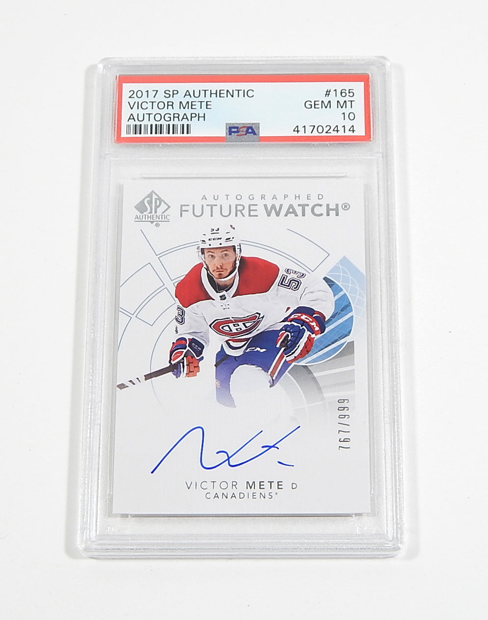 2017-18 SP Authentic Autograph Victor Mete #165 Auto #'d /999 PSA 10