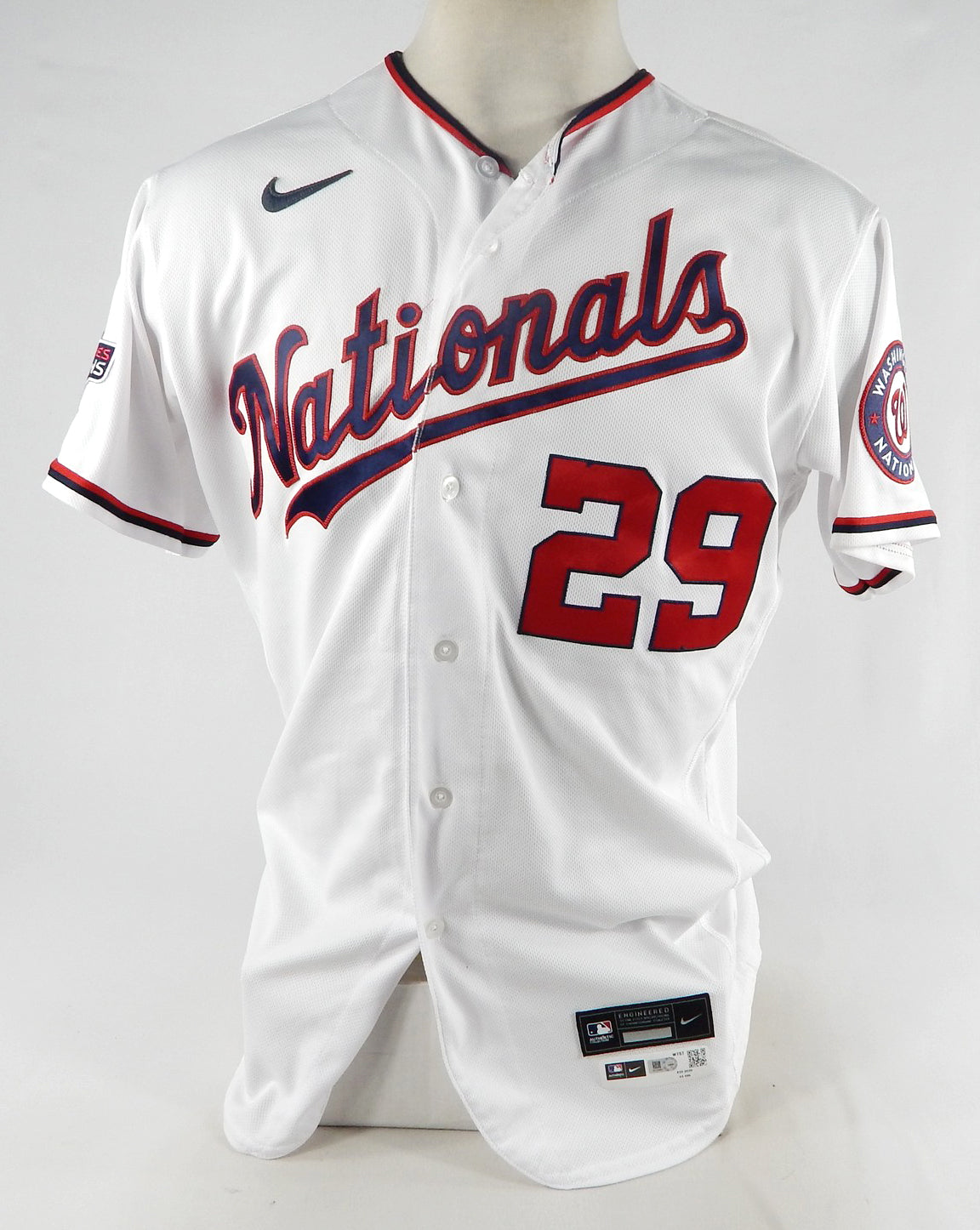 2020 Washington Nationals Yadiel Hernandez #29 Game Issued Used White Jersey WSC Pic2