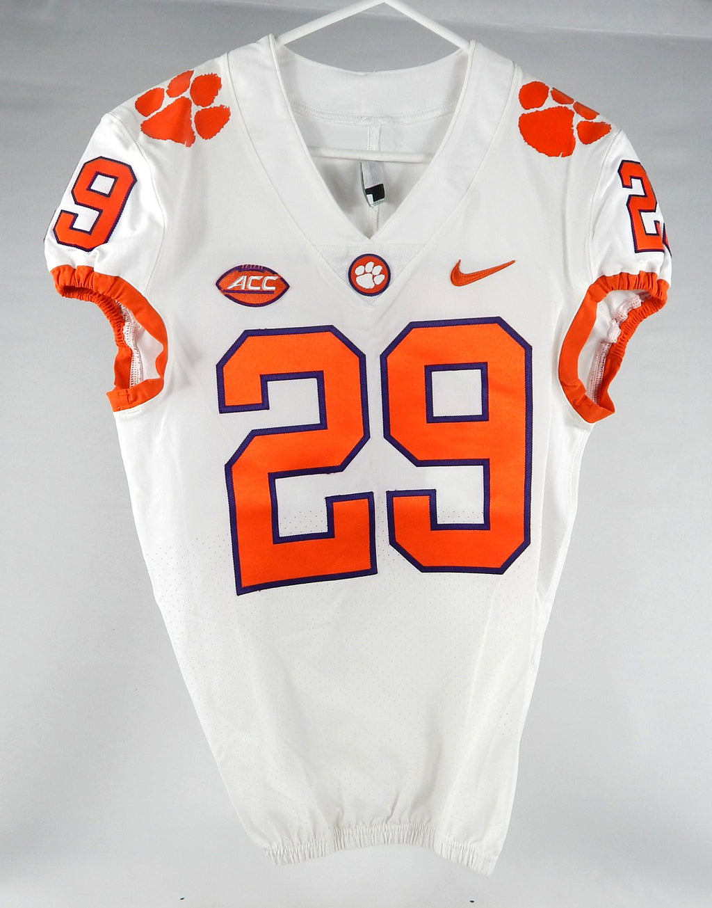 2018-22 Clemson Tigers #29 Game Used White Jersey Nameplate Removed 38 DP77628