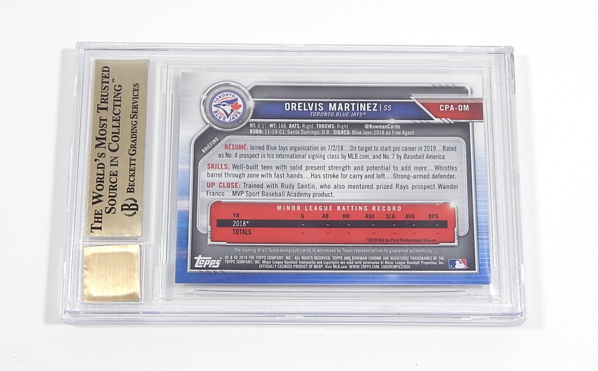 2019 Bowman Chrome Prospect Autographs Orelvis Martinez #CPA-OM BGS 9.5 Auto 10 Pic2