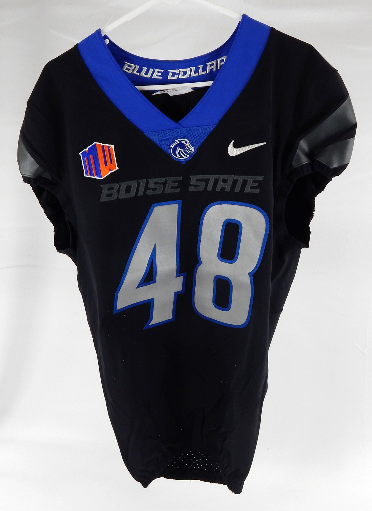 2021 Boise State Broncos #48 Game Used Black Jersey Football NP Rem 38 DP99883