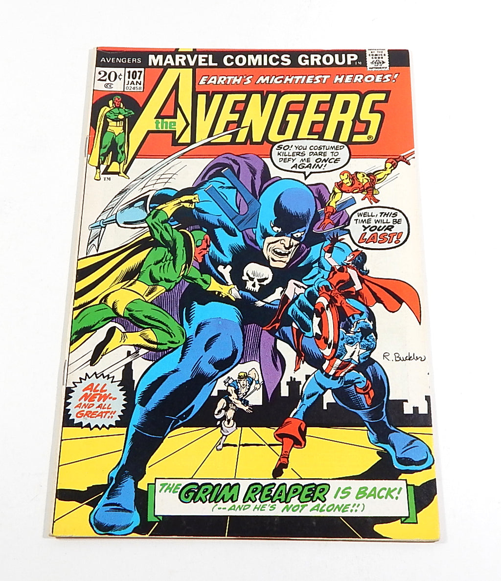 The Avengers #107 Marvel 1973 Bronze Comic Book VF Grim Reaper App Jim Starlin