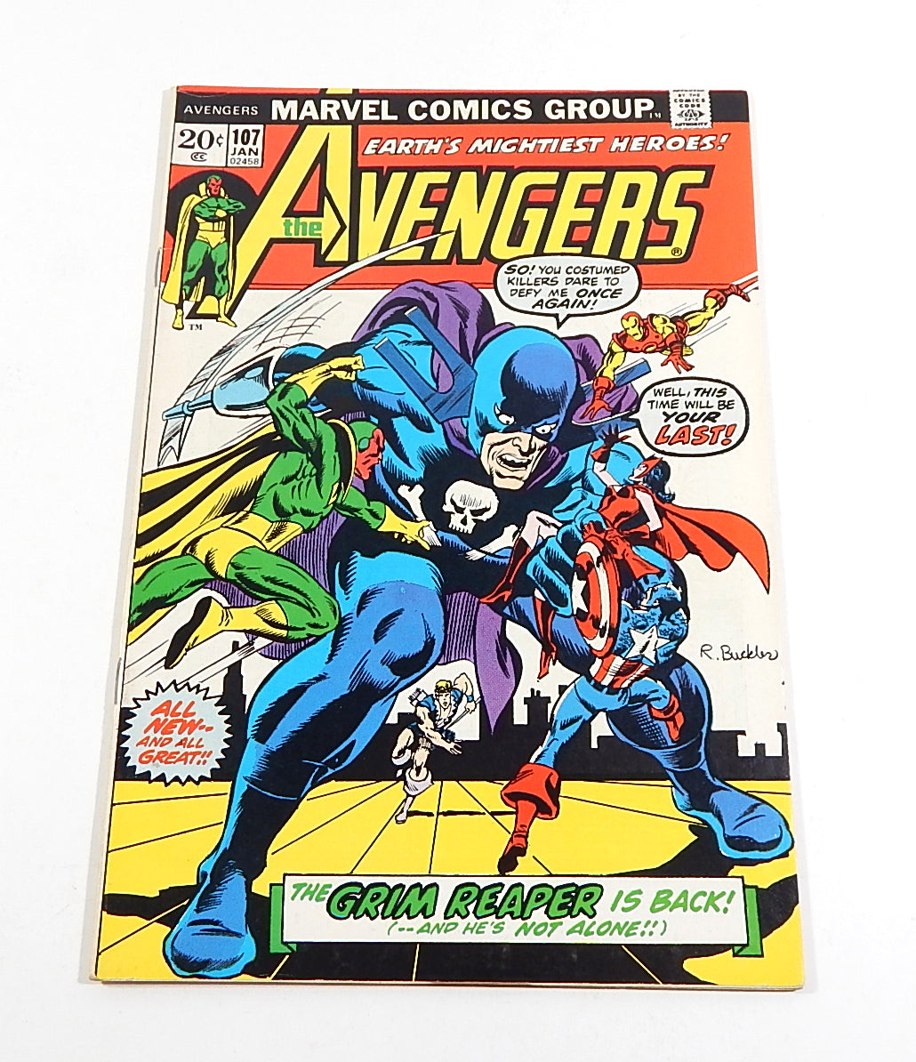 The Avengers #107 Marvel 1973 Bronze Comic Book VF Grim Reaper App Jim Starlin