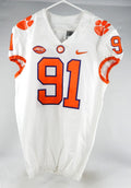 2018-22 Clemson Tigers #91 Game Used White Jersey Nameplate Removed 42 631
