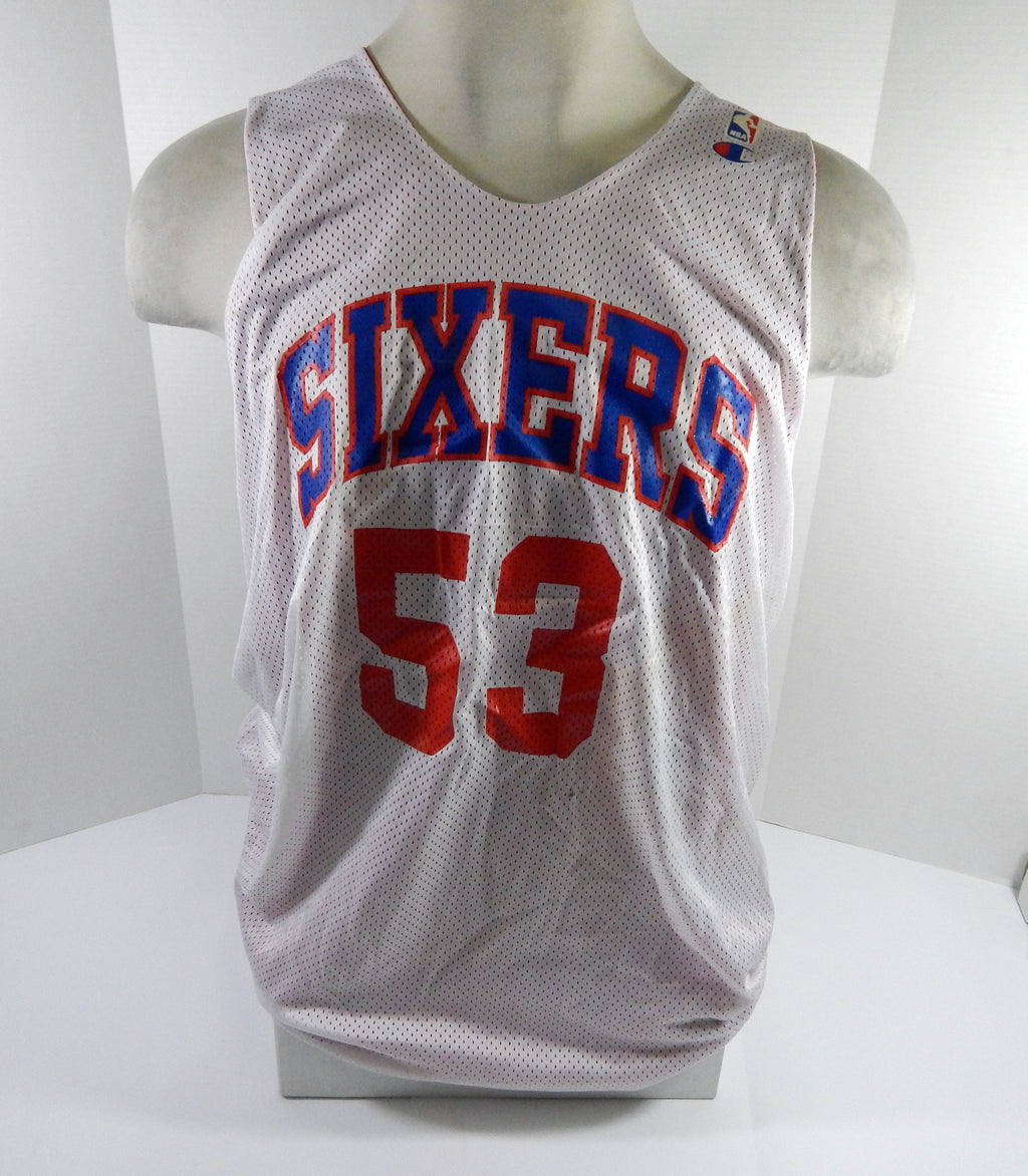 1990s Philadelphia 76ers #53 Game Used White Red Practice Jersey 2XL DP50303