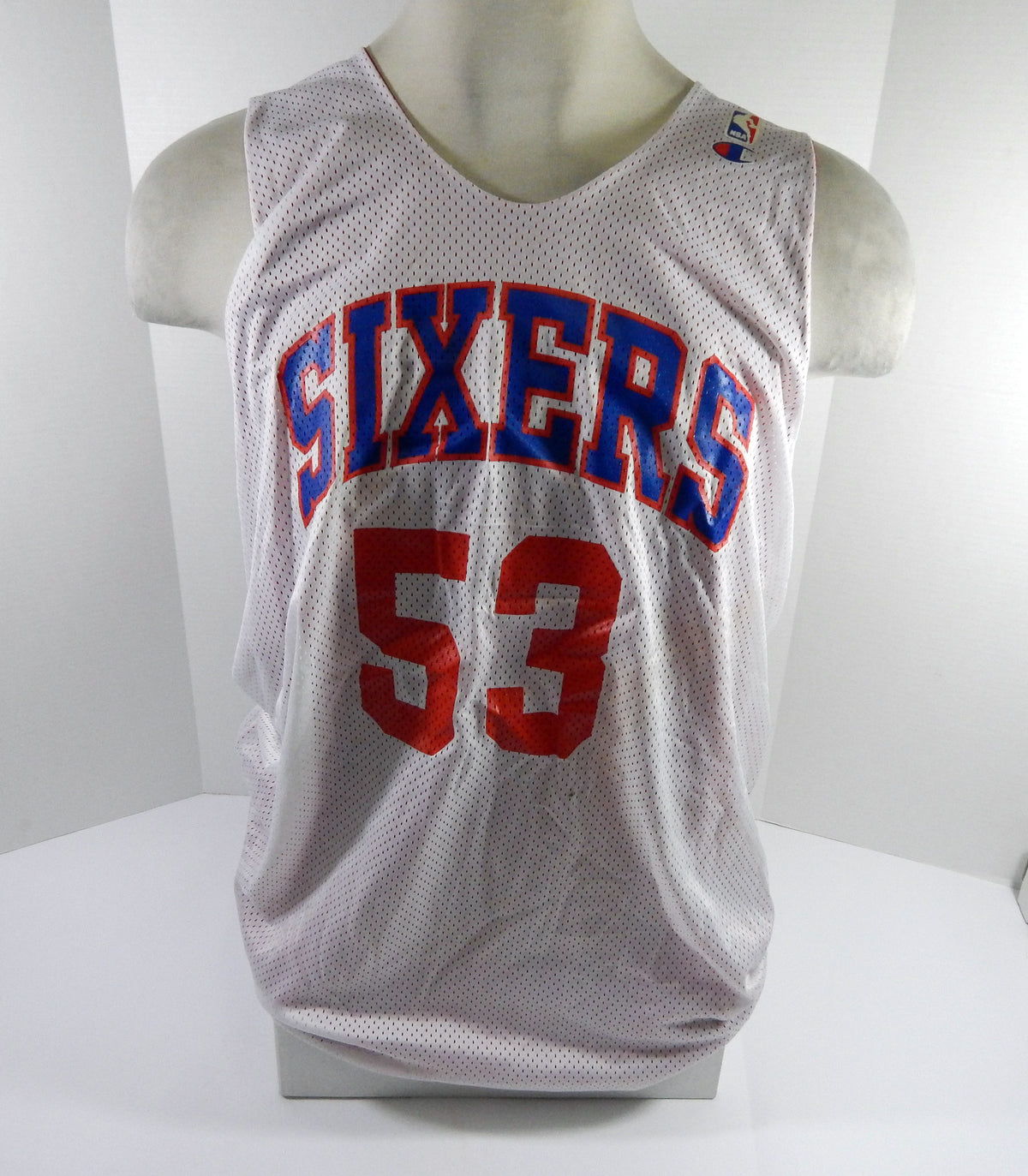 1990s Philadelphia 76ers #53 Game Used White Red Practice Jersey 2XL DP50303