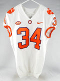 2018-22 Clemson Tigers #34 Game Used White Jersey Nameplate Removed 42 638